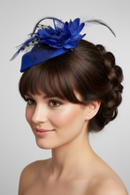 Load image into Gallery viewer, Stunning Blue Fascinator with crystals      (FS084)
