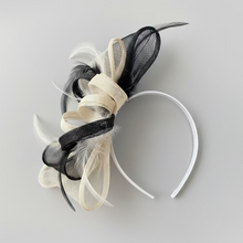 Load image into Gallery viewer, Stunning Black &amp; Cream Fascinator      (FS053)
