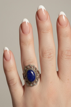 Load image into Gallery viewer, Lapis Lazuli sterling silver ring size 6, 8  (AD28)
