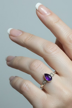 Load image into Gallery viewer, Amethyst Sterling silver ring size  13 1/2   (AD06)
