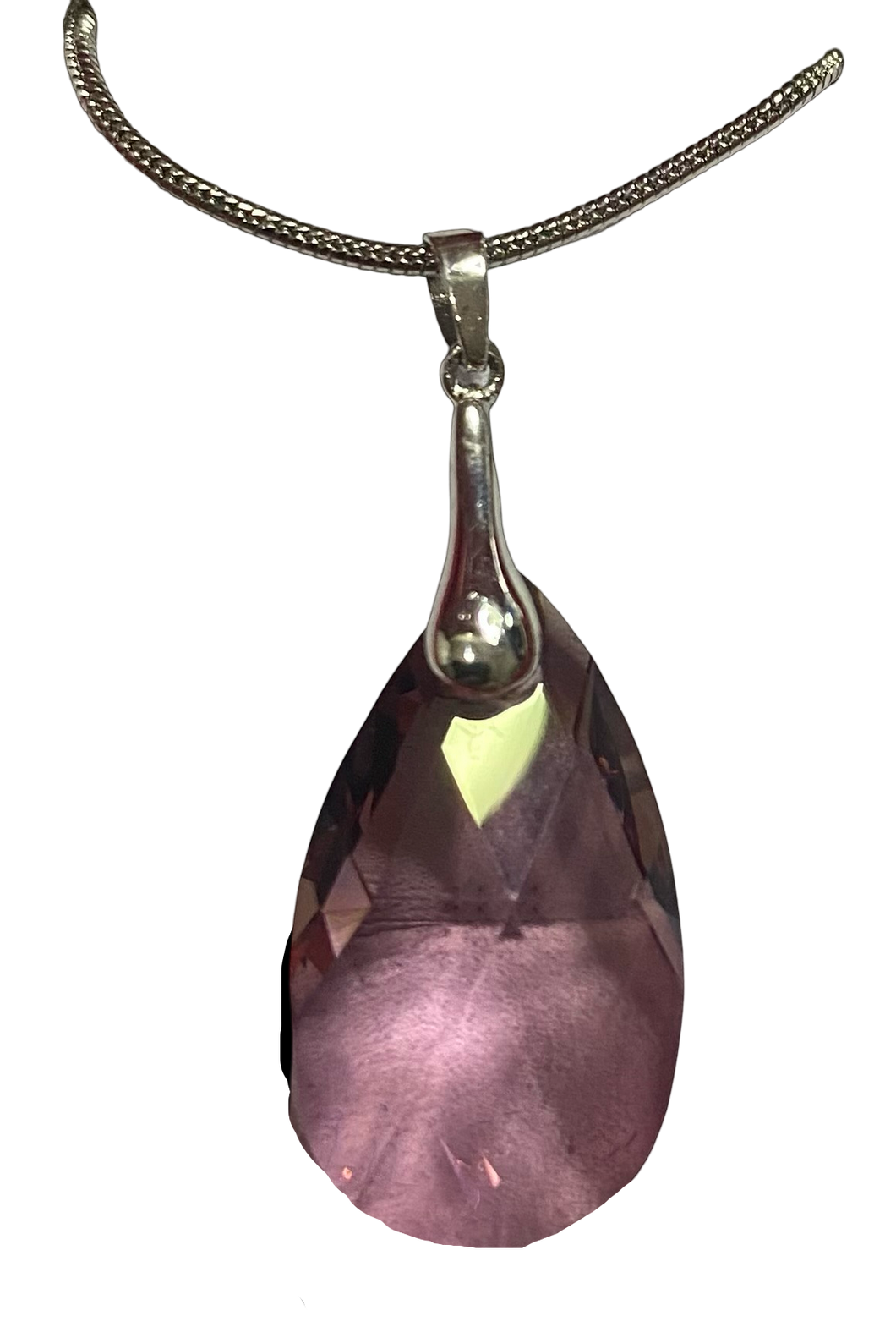 Swarovski crystal Dark Pink sterling silver pendant   (SWN-8)