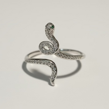 Load image into Gallery viewer, Sterling silver CZ Snake ring.  Sizes 4, 5, 7, 8, 9, 10. SD03

