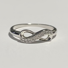 Load image into Gallery viewer, Sterling silver CZ Infinity ring.  Sizes 5, 6, 10. SD05
