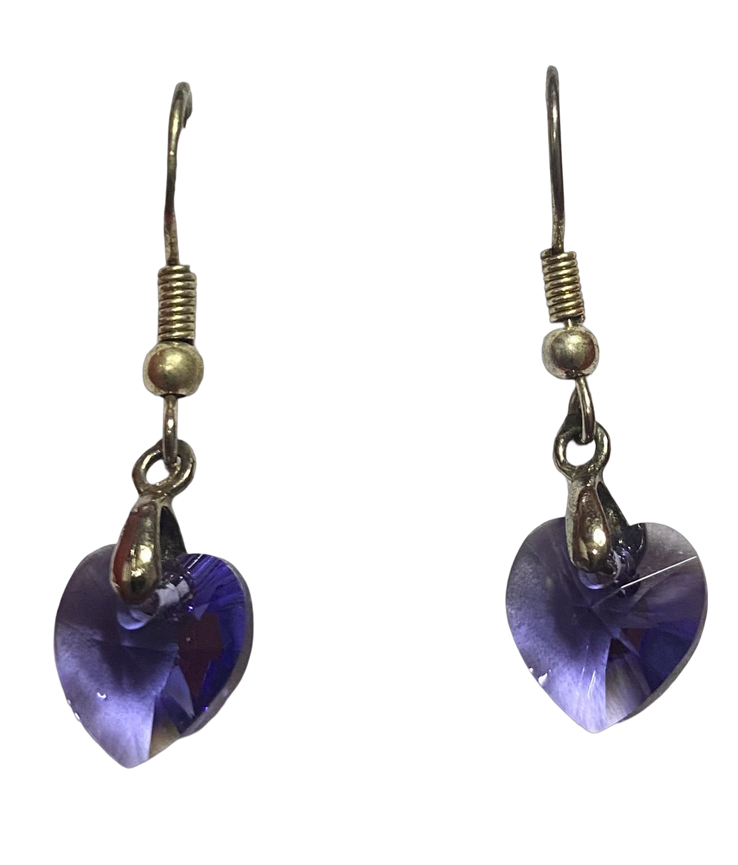 Swarovski crystal Purple Heart sterling silver earrings (SWE-2)