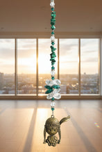 Load image into Gallery viewer, Indian Crystal Suncatcher decorated with Malachite gemstones CH137
