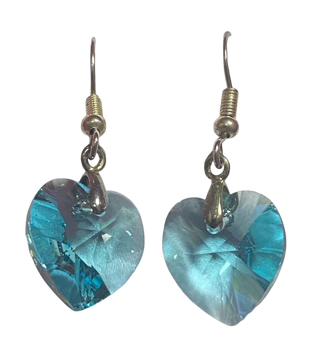 Swarovski crystal Blue Heart sterling silver earrings (SWE-12)