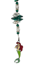 Load image into Gallery viewer, Little Mermaid - Ariel crystal suncatcher, decorated with malachite gemstone
