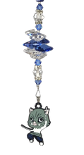 Load image into Gallery viewer, Demon Slayer Inosuke Hashibira- crystal suncatcher, decorated with lapis lazuli gemstone
