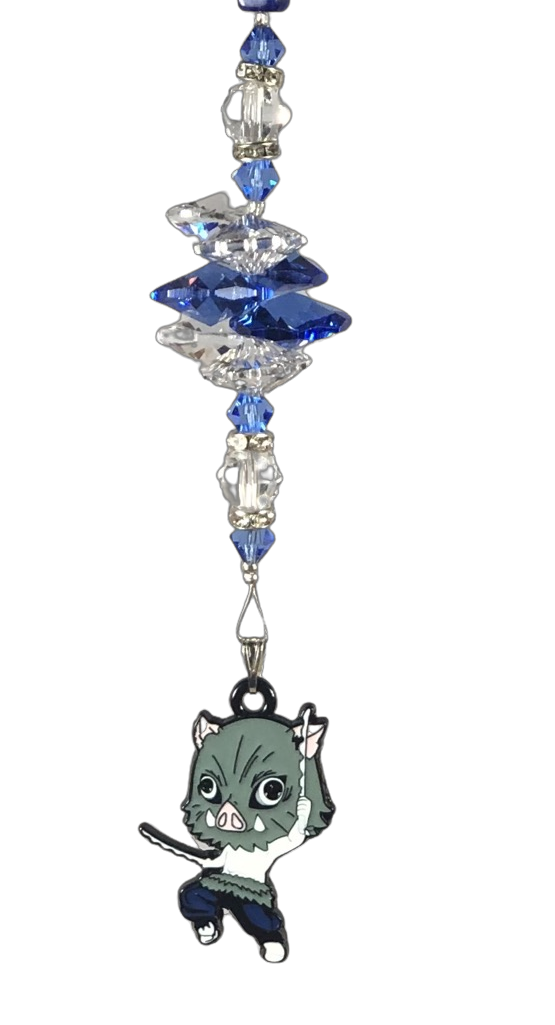 Demon Slayer Inosuke Hashibira- crystal suncatcher, decorated with lapis lazuli gemstone