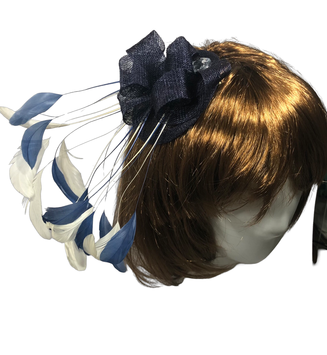 Stunning Navy & Ivory Fascinator     (FS137)