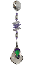 Load image into Gallery viewer, Guardians of the Galaxy - Gamora crystal suncatcher, decorated with 50mm Starburst crystal and amethyst gemstone.
