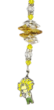 Load image into Gallery viewer, My Hero Anime - All Might crystal suncatcher, decorated with garnet gemstone
