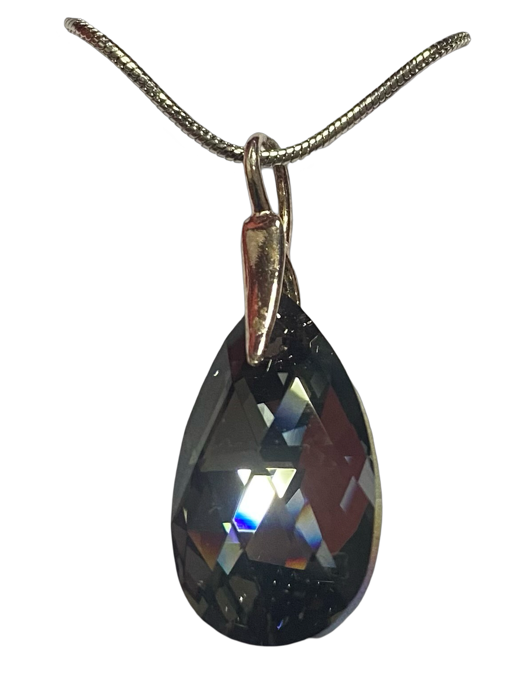 Swarovski crystal Charcoal Shimmer sterling silver pendant (SWN-3)