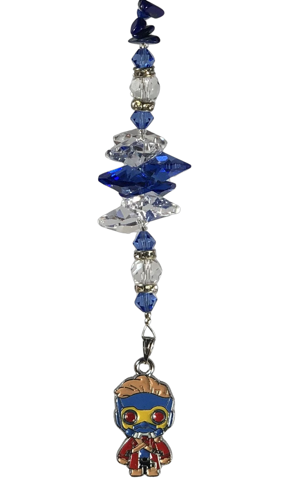 Star Lord - Guardians of the Galaxy  crystal suncatcher, decorated with lapis lazuli gemstone