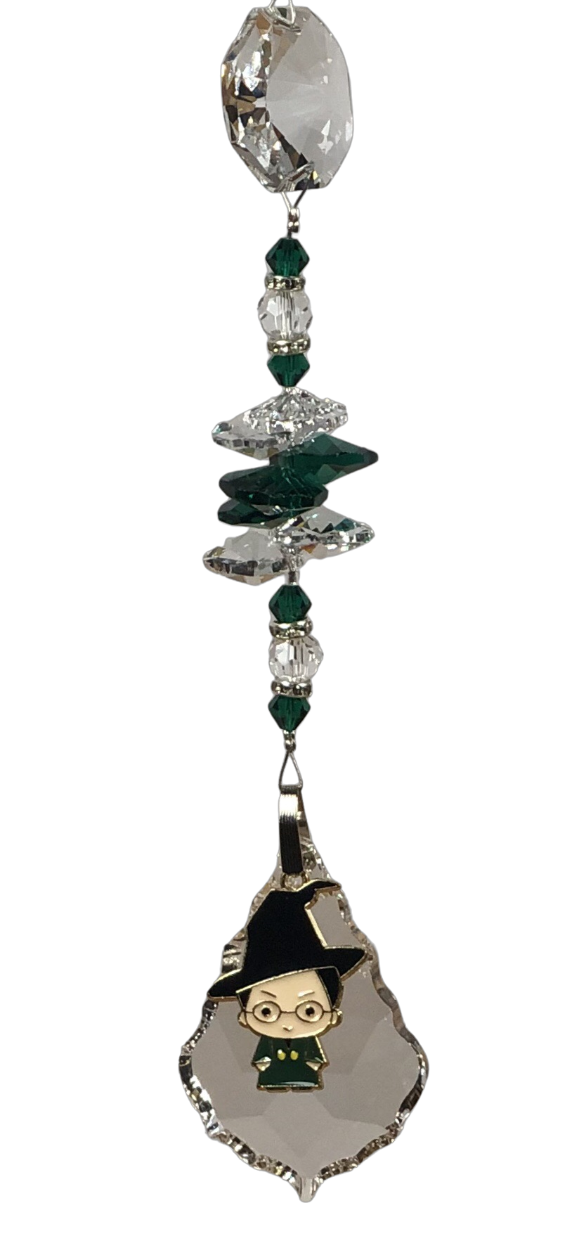 Harry Potter professor McGonagall - crystal suncatcher, decorated with 50mm starburst crystal and malachite gemstone.