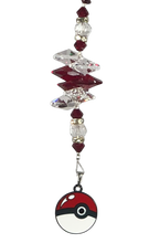 Load image into Gallery viewer, Pokémon Ball  - crystal suncatcher, decorated with garnet gemstone

