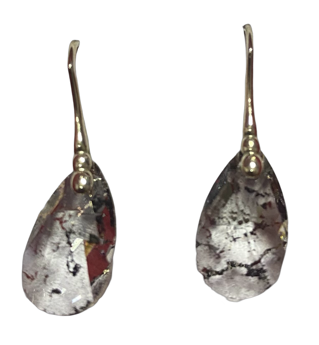 Swarovski crystal Gold Crackle almond sterling silver earrings (SWE-8)