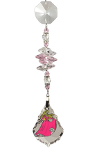 Load image into Gallery viewer, Sleeping Beauty - Aurora crystal suncatcher, decorated with 50mm Starburst crystal and rose quartz gemstone.
