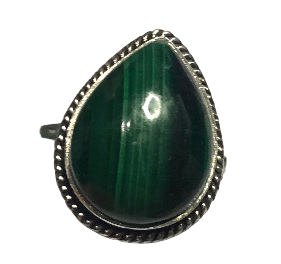 Malachite Sterling silver ring sizes 8, 10, 11, 12, 13, 14 (BR026)