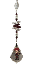 Load image into Gallery viewer, Naruto Sasori Akatsuki - crystal suncatcher, decorated with 50mm starburst crystal and garnet gemstone.
