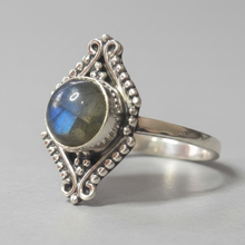 Load image into Gallery viewer, Labradorite Sterling silver ring sizes 4, 11, 12, 13, 14 (BR006)
