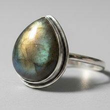 Load image into Gallery viewer, Labradorite Sterling silver ring sizes 6, 13, 14 (BR019)
