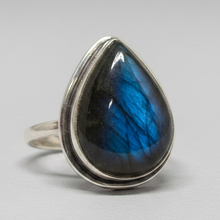 Load image into Gallery viewer, Labradorite Sterling silver ring sizes 6, 13, 14 (BR019)
