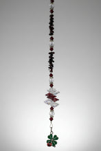 Load image into Gallery viewer, Lady bug with 4 Leaf Clover Crystal Suncatcher decorated with garnet gemstones CH56
