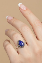 Load image into Gallery viewer, Lapis Lazuli Sterling silver ring sizes  9   (DR07b)
