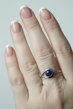 Load image into Gallery viewer, sterling silver ring with a lapis lazuli gemstone oval stone, 
