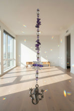Load image into Gallery viewer, Lizard Crystal Suncatcher decorated with Malachite gemstones CH154
