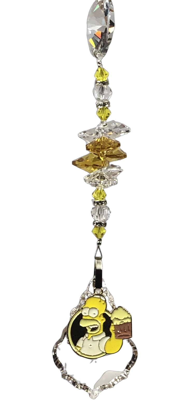 Simpsons - Homer crystal suncatcher, decorated with 50mm Starburst crystal and citrine gemstone.
