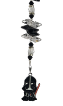 Load image into Gallery viewer, Star Wars Darth Vader crystal suncatcher, decorated with snowflake obsidian gemstone
