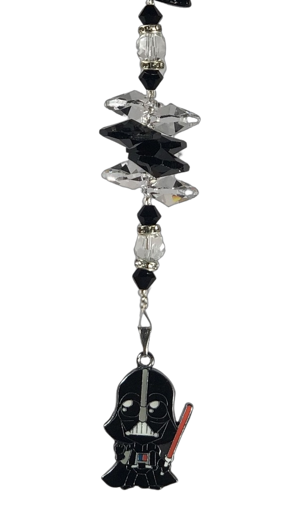 Star Wars Darth Vader crystal suncatcher, decorated with snowflake obsidian gemstone