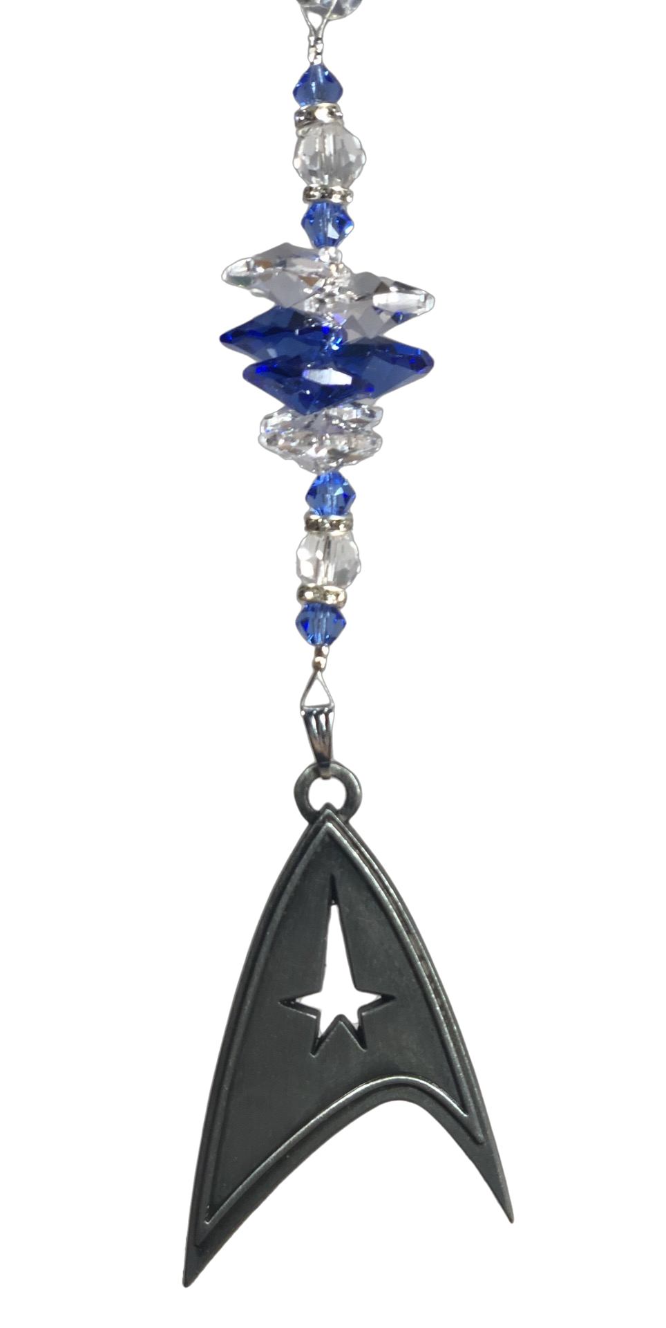 Star Trek - crystal suncatcher, decorated with 50mm starburst crystal lapis lazuli gemstone