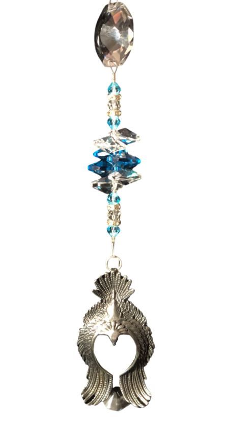 Eagle suncatcher is decorated with crystals and Turquoise gemstones