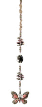Load image into Gallery viewer, Butterfly Sparkle- Pink suncatcher which is decorated with crystals and Rose Quartz
