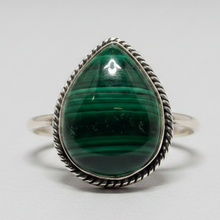 Load image into Gallery viewer, Malachite Sterling silver ring sizes 14 (BR026)
