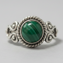 Load image into Gallery viewer, Malachite Sterling silver ring sizes 4, 5, 13, 14 (BR001)
