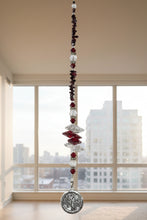 Load image into Gallery viewer, Mom - You are the heart of our family Crystal Suncatcher decorated with garnet gemstones CH24
