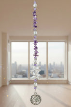 Load image into Gallery viewer, Mom - You are the heart of our family Crystal Suncatcher decorated with garnet gemstones CH24
