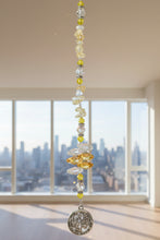 Load image into Gallery viewer, Mom - You are the heart of our family Crystal Suncatcher decorated with garnet gemstones CH24
