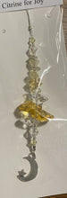 Load image into Gallery viewer, Moon &amp; Star Suncatcher decorated with citrine gemstones CH262
