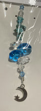 Load image into Gallery viewer, Moon &amp; Star Suncatcher decorated with citrine gemstones CH262
