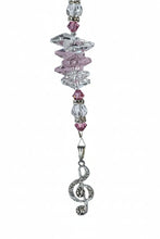 Load image into Gallery viewer, Music Note Crystal Suncatcher decorated with Rose Quartz CH9
