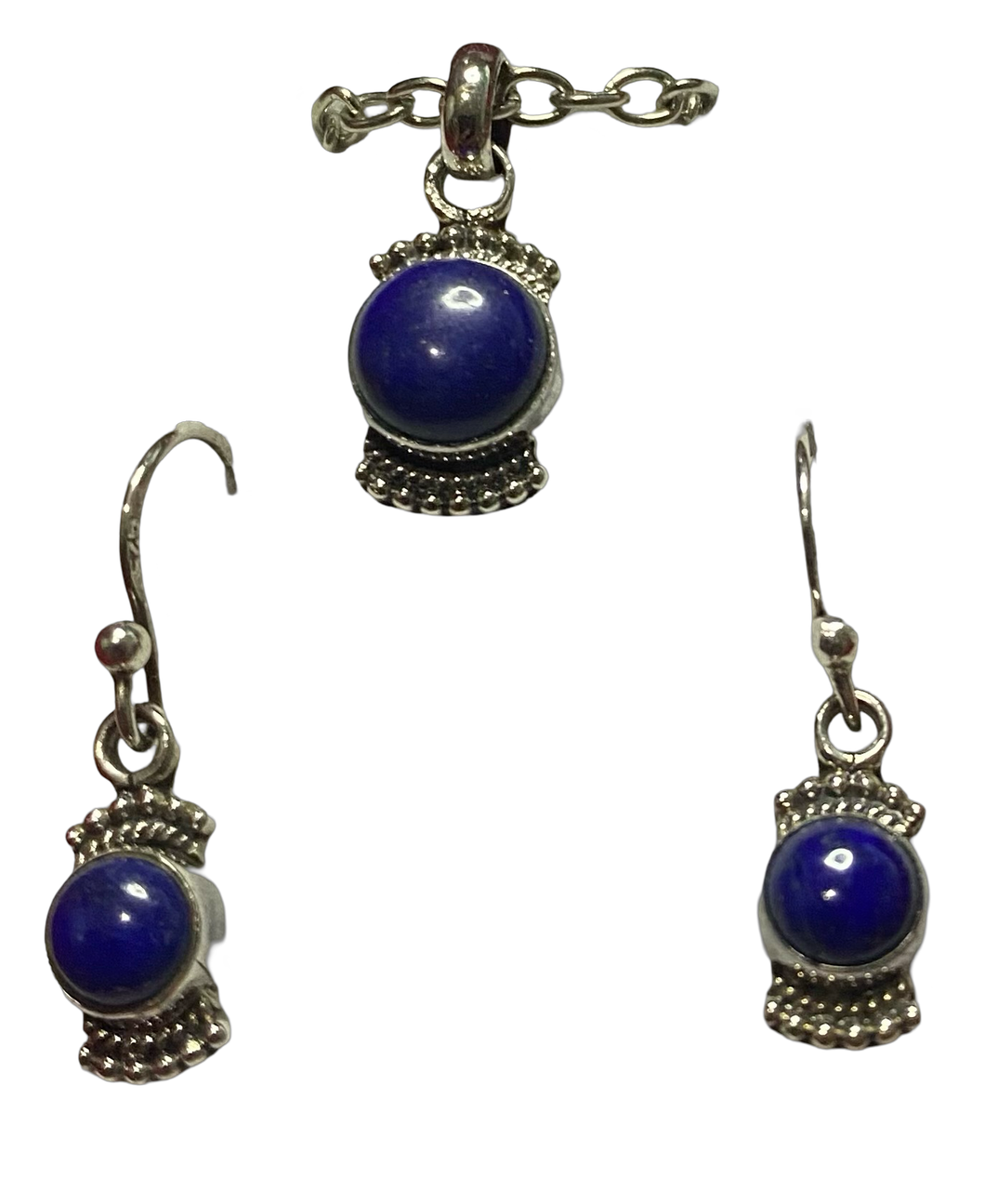 Lapis Lazuli sterling silver pendant and earrings set (SET 34)