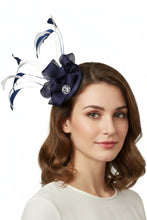 Load image into Gallery viewer, Stunning Navy &amp; Ivory Fascinator     (FS137)
