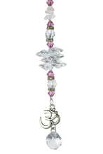 Load image into Gallery viewer, OM Crystal Suncatcher decorated with rose Quartz gemstones CH7

