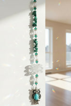 Load image into Gallery viewer, Owl Crystal Suncatcher decorated with Lapis Lazuli gemstones CH142

