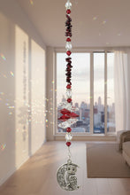 Load image into Gallery viewer, Owl Crystal Suncatcher decorated with amethyst gemstones CH52

